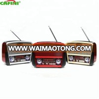 Classic Wooden Retro Radio Portable Handle AM/FM /SW 3 Band BT Radio with USB/TF card