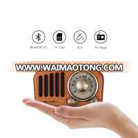 free sample classic walnut usb charging mini rechargeable multifunction pocket fm shortwave radio