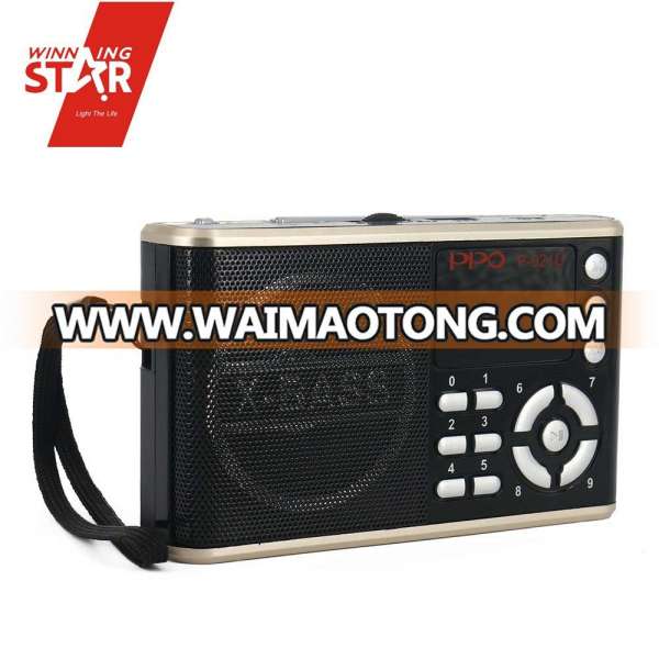 Powerful black FM mini radio receiver, FM radio with earphone and shower